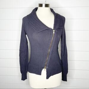 J.Crew Torque Moto Knit Asymmetrical Zip Cardigan Dark Grey Size XS